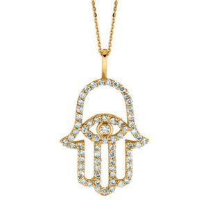 0.5 Carat Natural Diamond Hand of God Necklace 14K